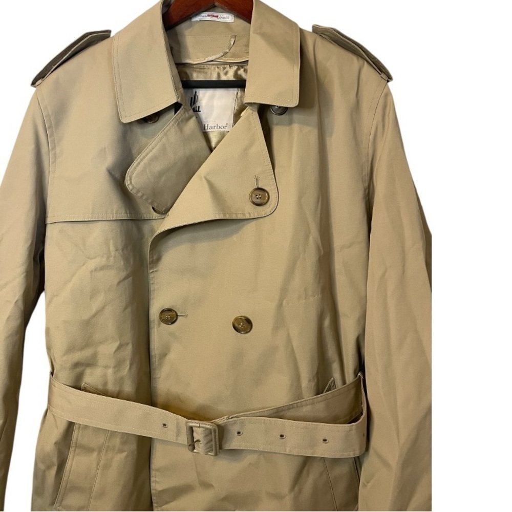 1980's Vintage Misty Harbor Trench Coat Women's XL, Men's Large 42R Khaki Tan - Picture 4 of 16